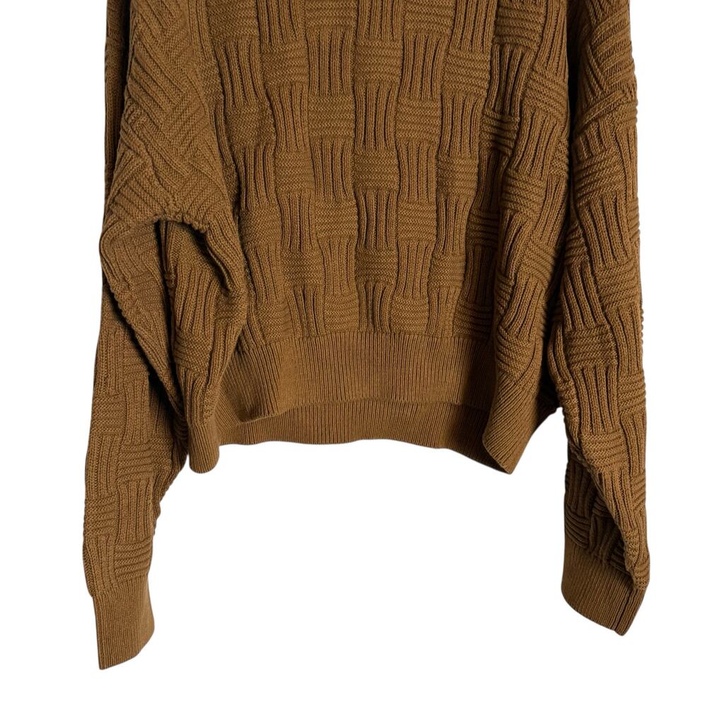 Reformation Winnie Brown Basketweave Organic Cotton Crewneck Sweater Size XL - Picture 7 of 10